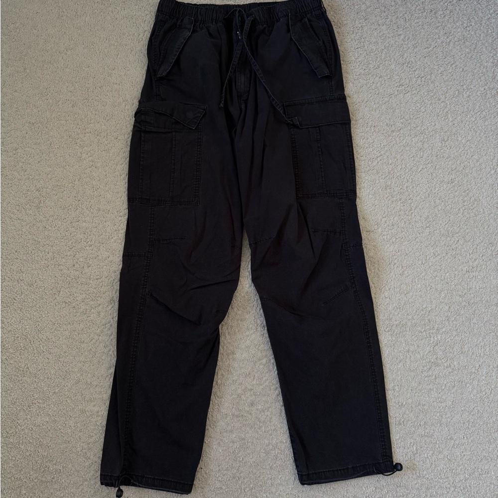 H&M Black Cargo Drawstring Pants